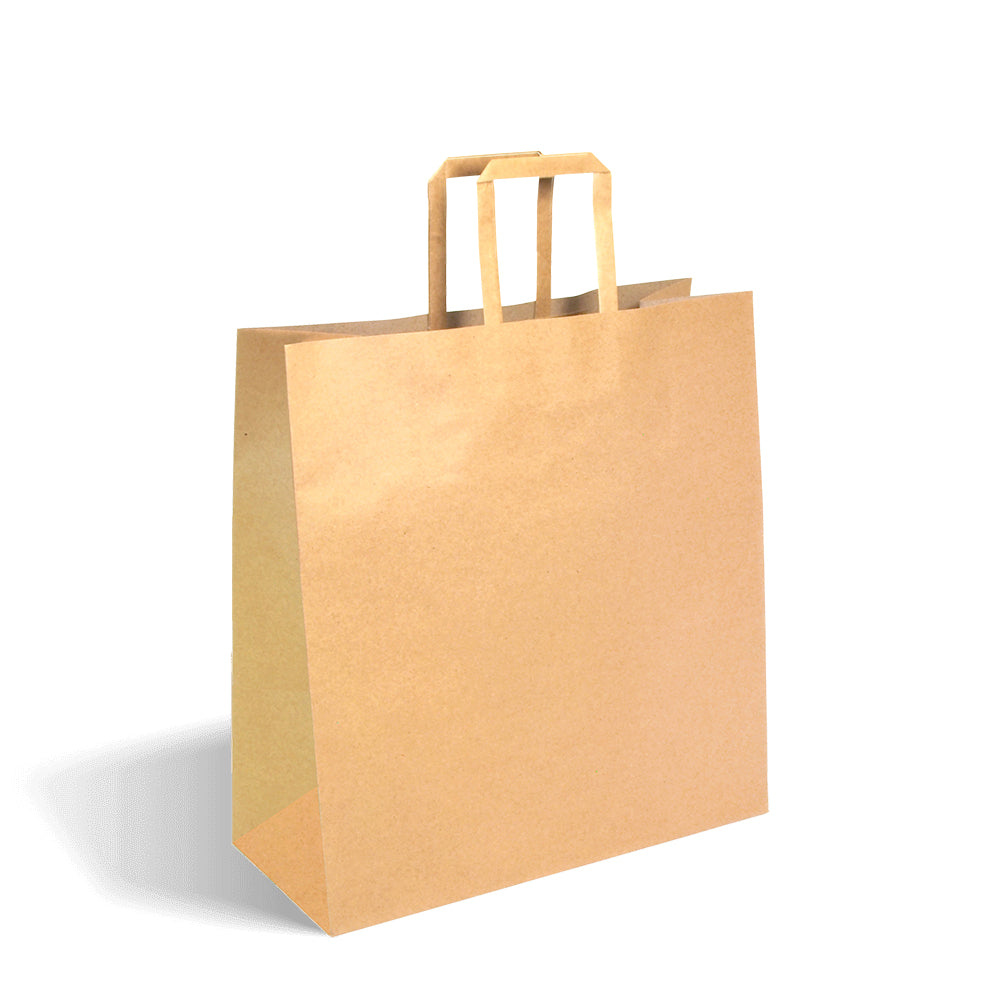 Medium Flat Handle Kraft Paper Bags 320x140x340mm (200)