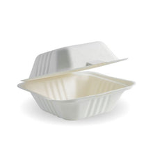 Load image into Gallery viewer, White BioCane 6" Burger Clamshell Takeaway Box (400)