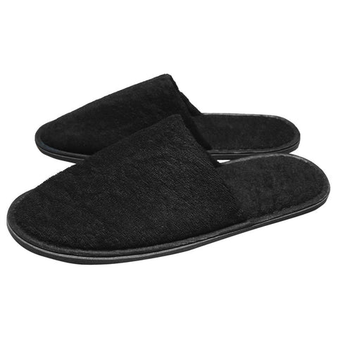 Slippers Black Closed Toe Towelling