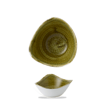 Load image into Gallery viewer, Churchill Stonecast Plume Olive Triangle Bowl

