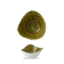 Load image into Gallery viewer, Churchill Stonecast Plume Olive Triangle Bowl