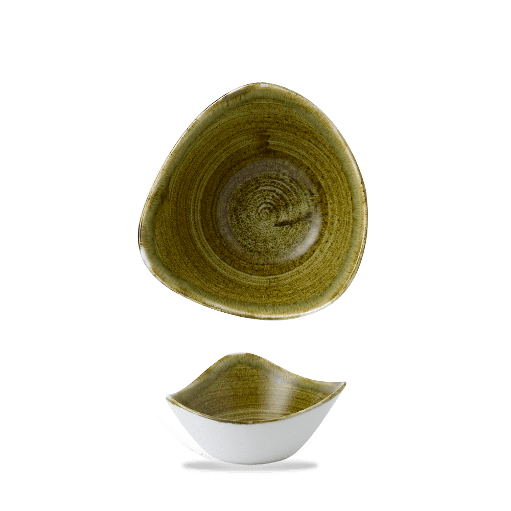 Churchill Stonecast Plume Olive Triangle Bowl