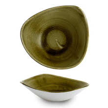 Load image into Gallery viewer, Churchill Stonecast Plume Olive Triangle Bowl