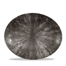 Load image into Gallery viewer, Churchill Stone Quartz Black Orbit Oval Coupe Plate