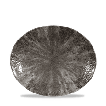 Load image into Gallery viewer, Churchill Stone Quartz Black Orbit Oval Coupe Plate