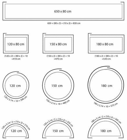 Table skirting measuring guide