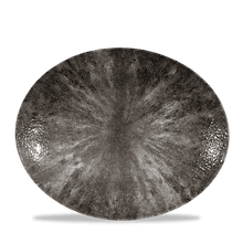 Load image into Gallery viewer, Churchill Stone Quartz Black Orbit Oval Coupe Plate