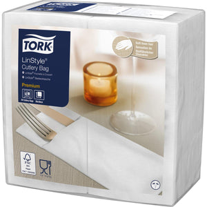 Tork Linstyle White Cutlery Bag Napkins 39cm