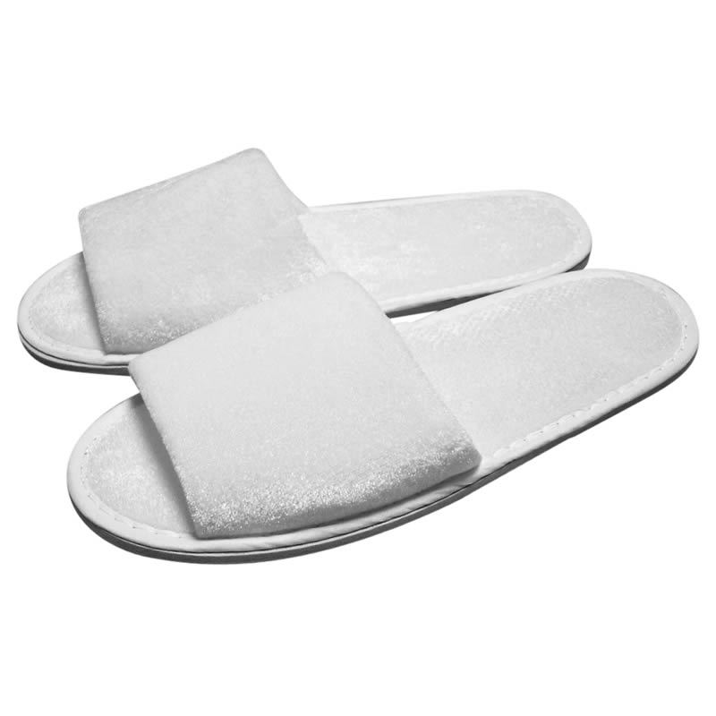 Slippers White Open Toe Velour (100)  - 87p Pair