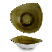 Load image into Gallery viewer, Churchill Stonecast Plume Olive Triangle Bowl
