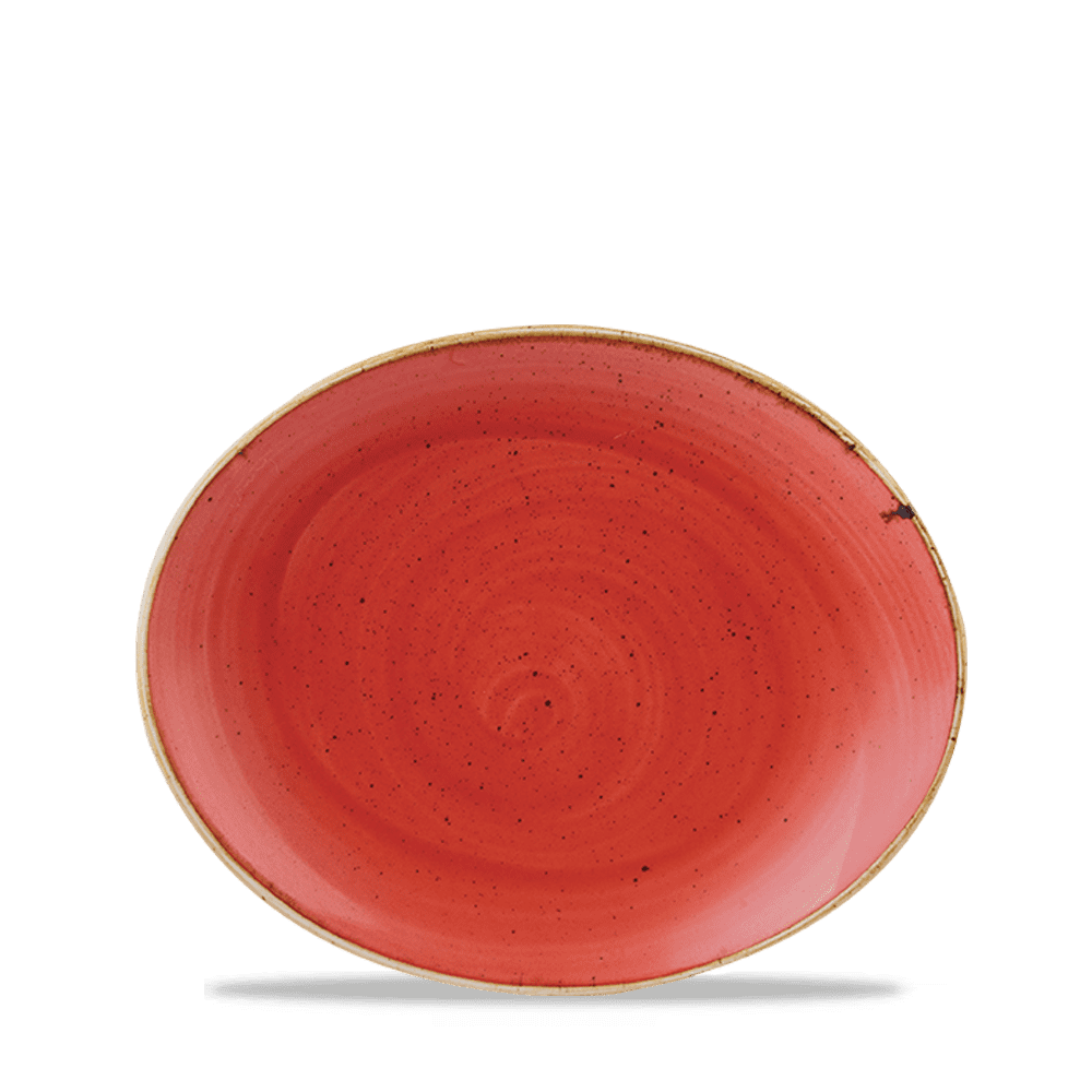 Churchill Stonecast Berry Red Oval Coupe Plate 19.2x16cm (12)