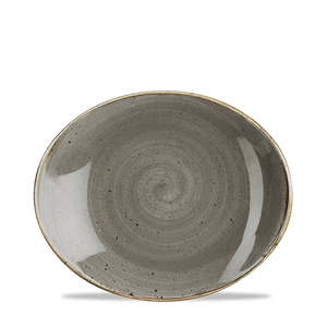 Churchill Stonecast Peppercorn Grey Oval Coupe Plate 19.2x16cm (12)