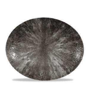 Churchill Stone Quartz Black Orbit Oval Coupe Plate