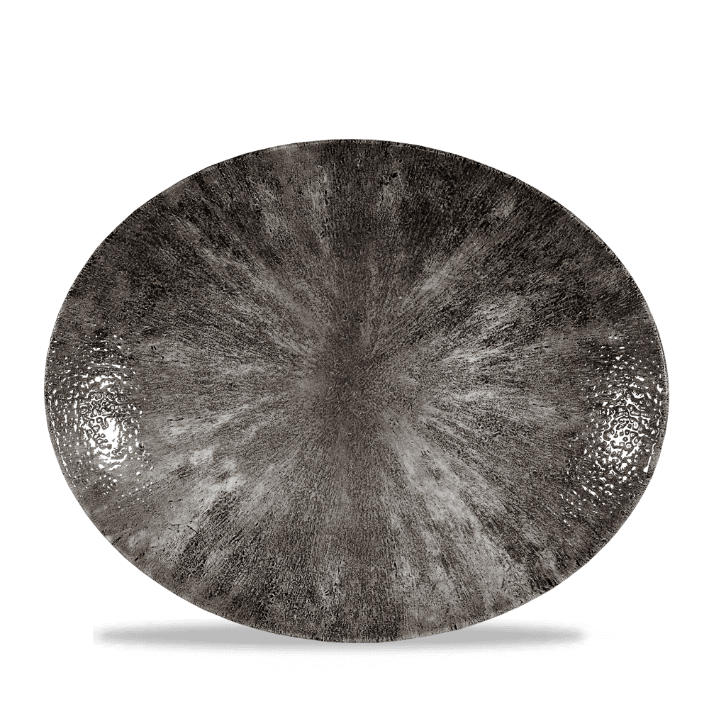 Churchill Stone Quartz Black Orbit Oval Coupe Plate