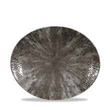 Load image into Gallery viewer, Churchill Stone Quartz Black Orbit Oval Coupe Plate
