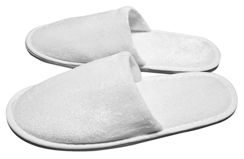 Slippers White Closed Toe Velour