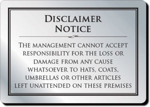 Metropolitan Barware Disclaimer Notice Bar Sign