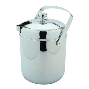 Stainless Steel Ice Bucket & Tongs - Lid Compartment