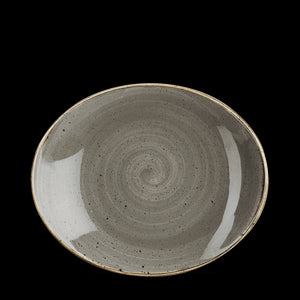 Churchill Stonecast Peppercorn Grey Oval Coupe Plate 19.2x16cm (12)