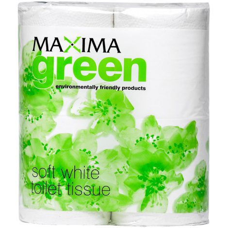 Maxima Green Standard Toilet Roll 2 Ply White